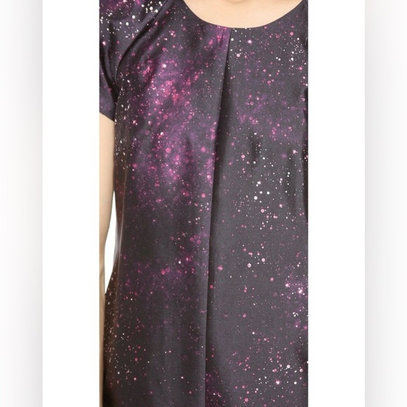 Club Monaco Black Ophelia Galaxy Space Print Silk Shift Dress Size 00 - Picture 3 of 16